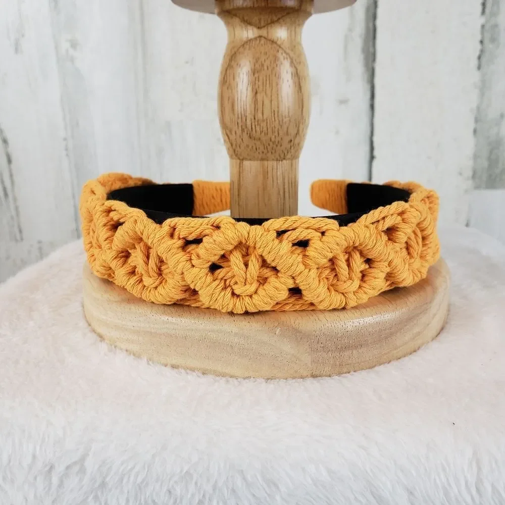 Golden Yellow Macrame Braided Headband